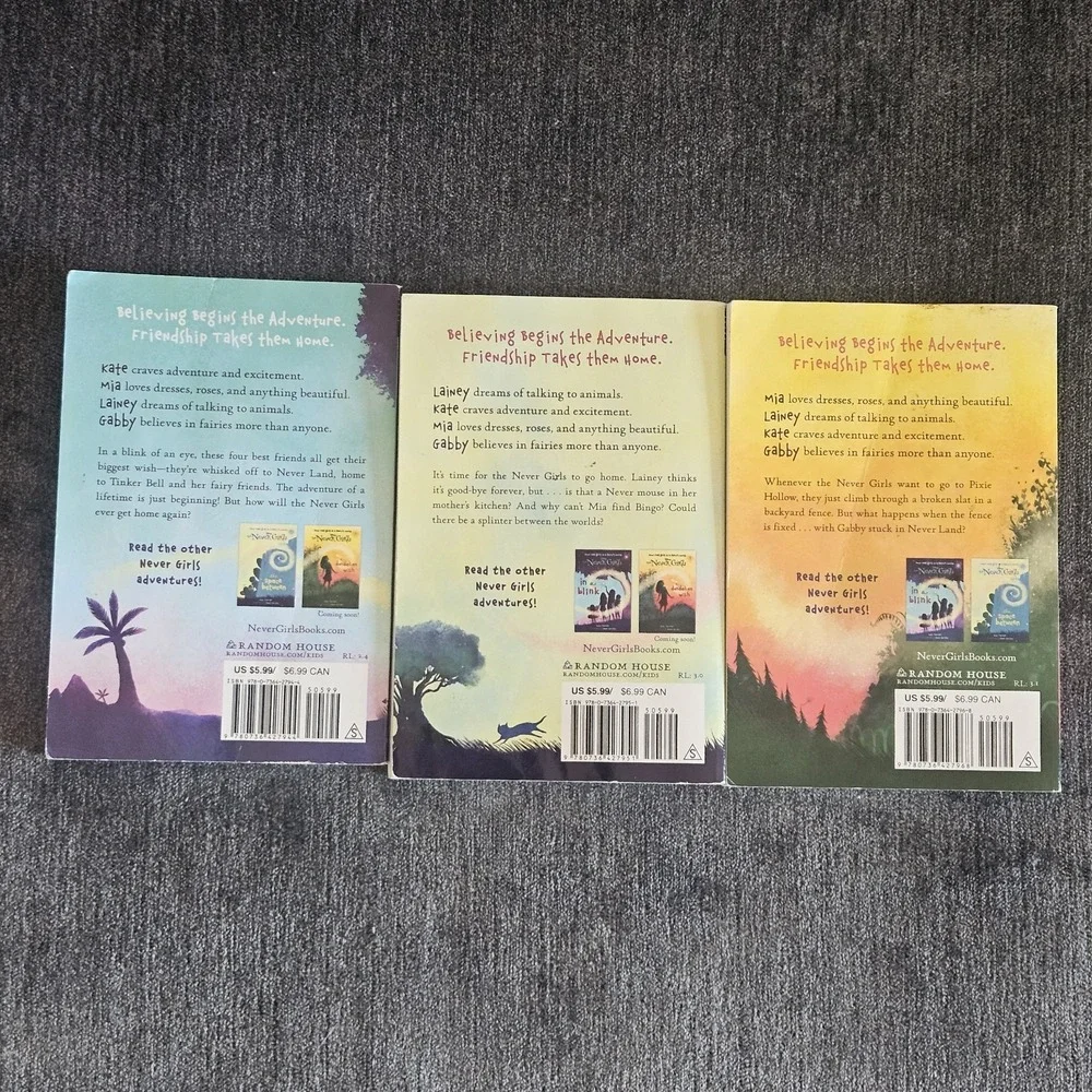 Lot Of 3 Disney The‎ Never Girls Books Kiki Thorpe Paperback 1, 2, And 3